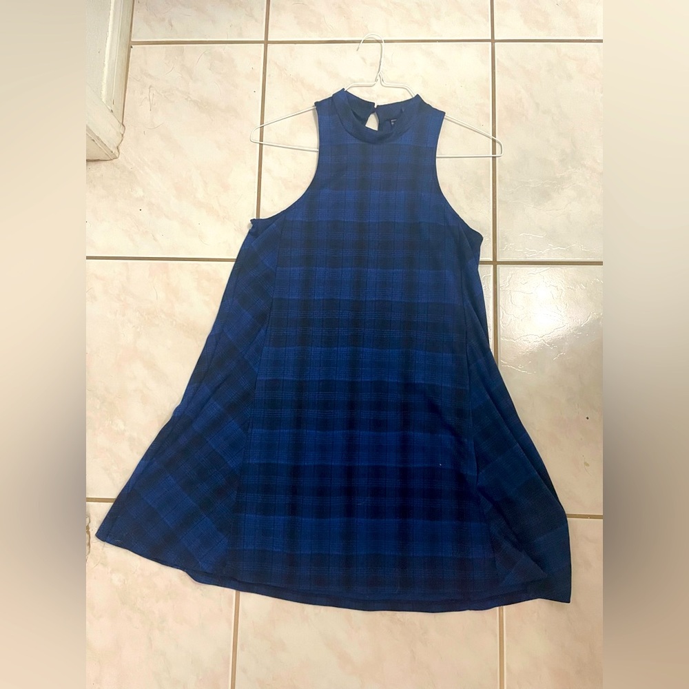 Black and Blue Plaid Dress - Junior Small